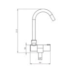 Schéma technique du robinet en laiton chromé rabattable intégré à l'évier Navy Load 352x322 mm