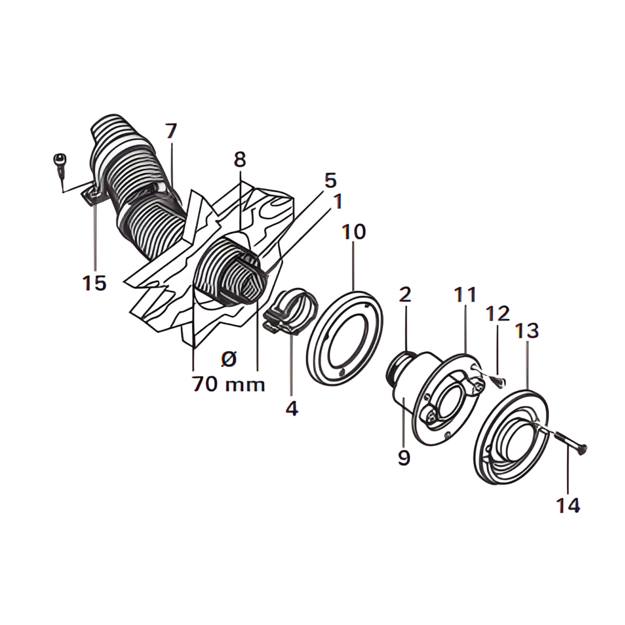 Kit cheminée latérale pour TRUMA VarioHeat et BGF WK24 2 Schéma technique montrant installation du kit cheminée Wk24 Truma