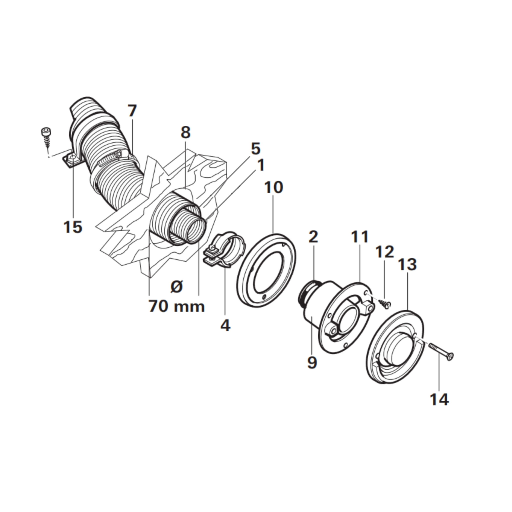TRUMA Ventouse extérieure WK Blanc Crème 2 Schema explication de la Pièce extérieure de cheminée Truma WK blanc crème