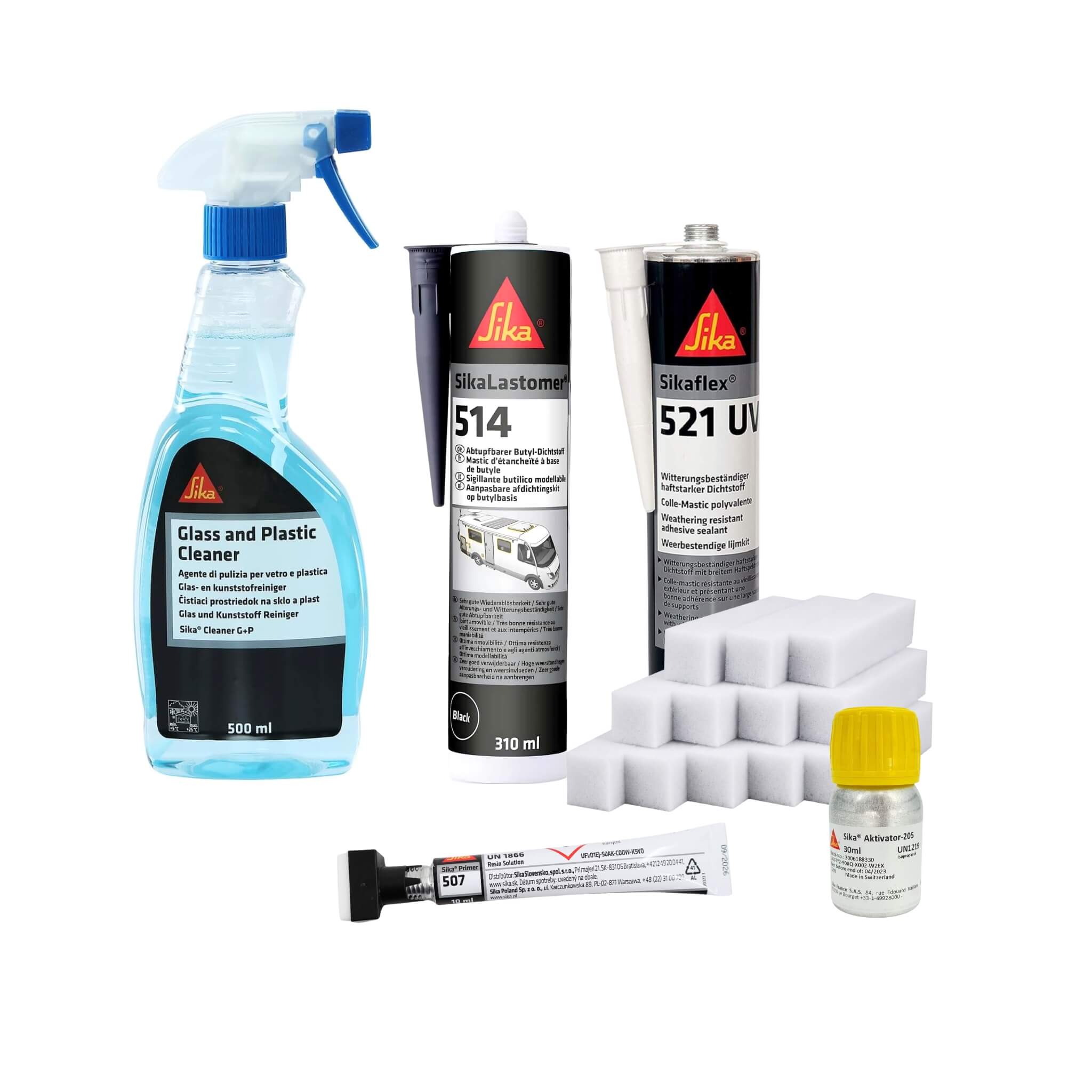 Kit complet Sika pour collage lanterneau 1 Kit complet Sika pour collage et étanchéité de lanterneau de van