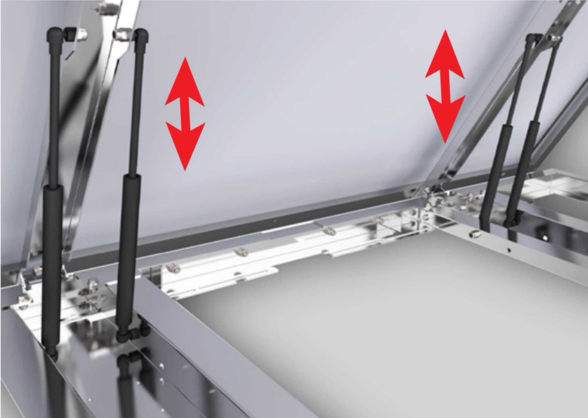 systeme inclinaison panneau verins pneumatiques