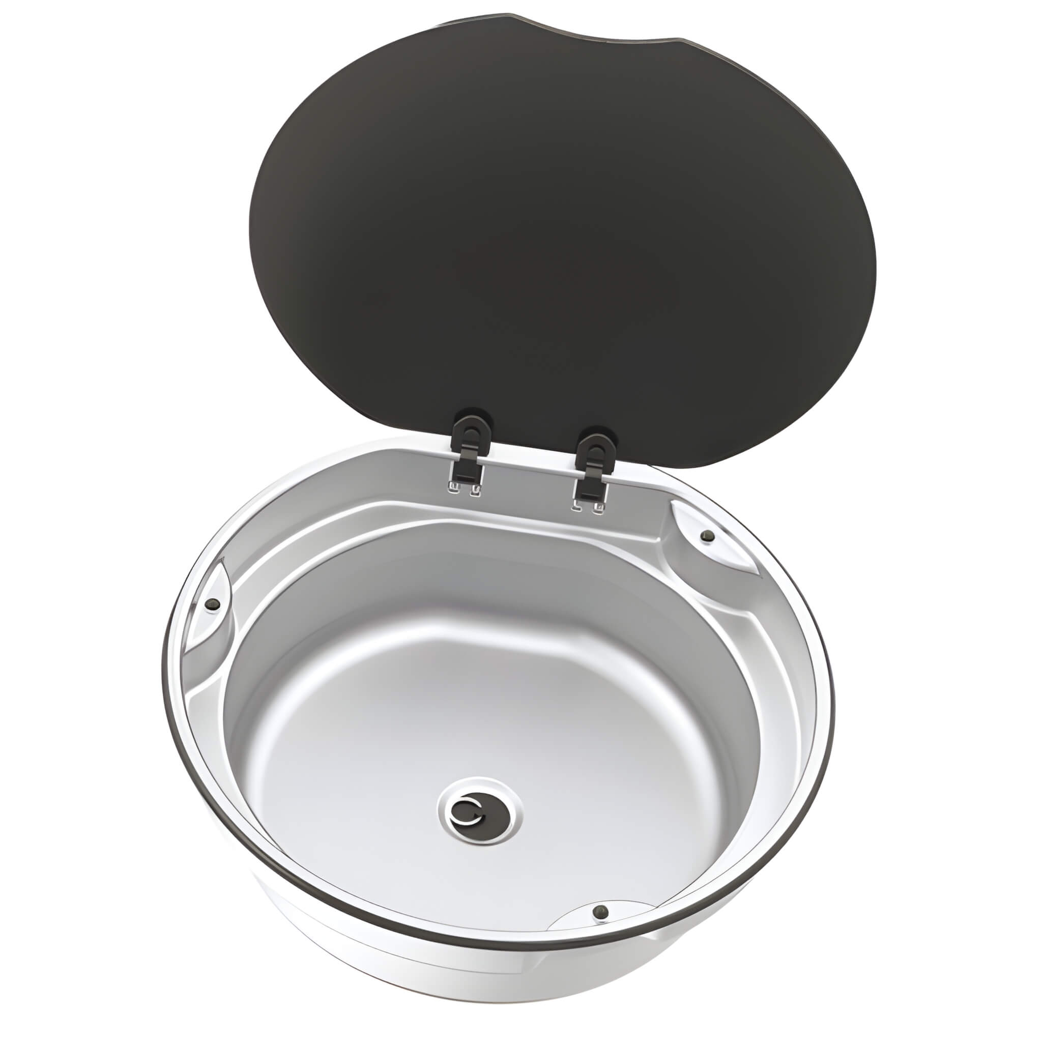 Evier couvercle Basic Line 30 Thetford 2 Évier rond Basic Line 30 Thetford avec couvercle en verre trempé noir