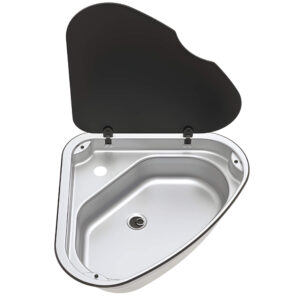 Thetford Basic Line 33 Évier triangulaire avec couvercle en verre à gauche