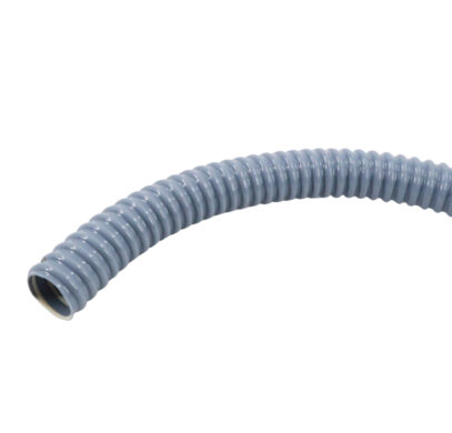 gaine flexible en PVC souple, armée d'une spirale en PVC rigide 20 mm gris clair