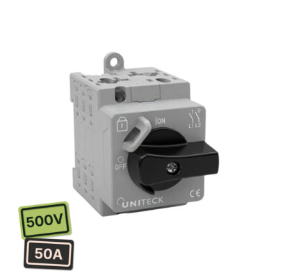 Interrupteur-sectionneur bipolaire Uniteck UniPVSwitch pour circuit photovoltaïque