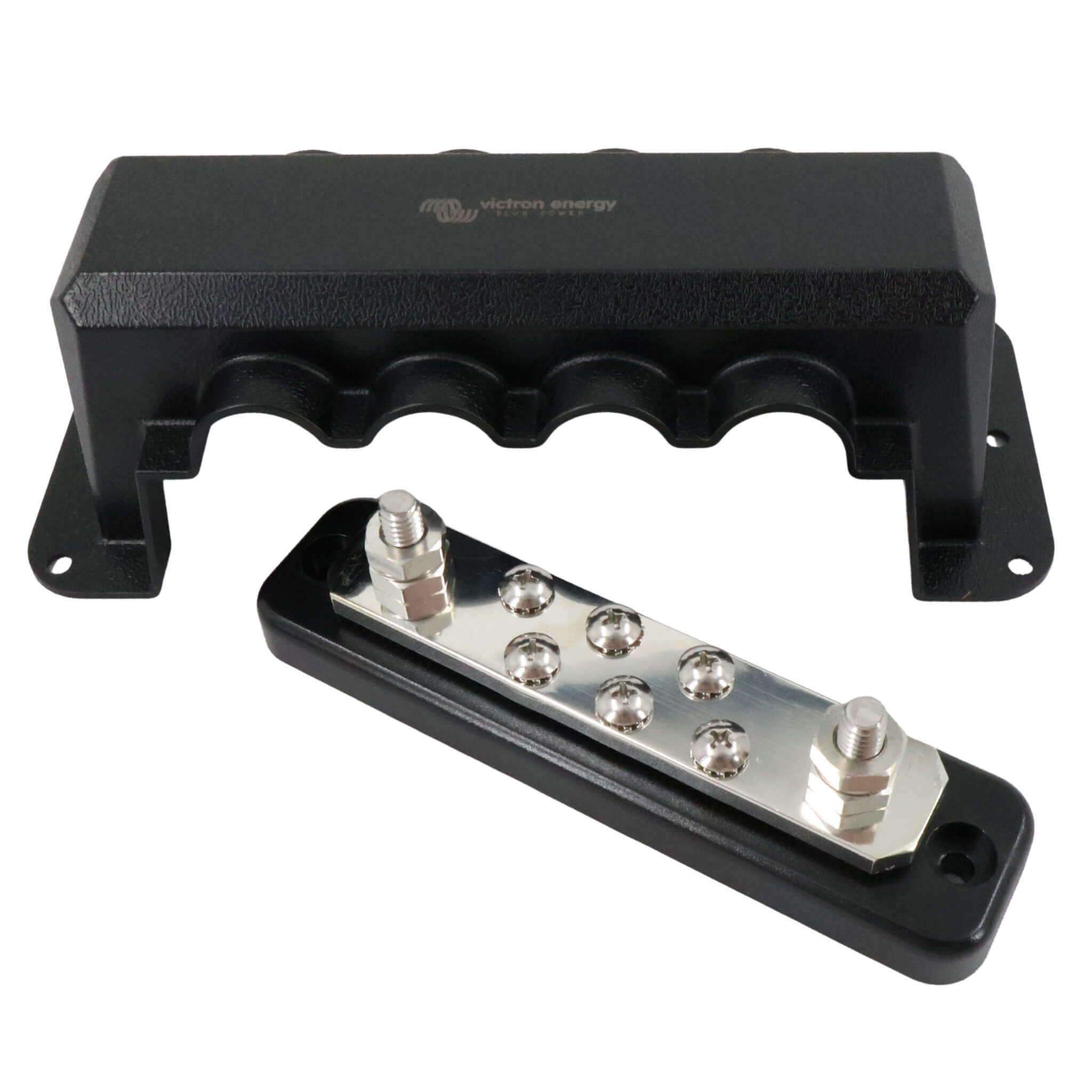 Busbar 250A 2P avec 6 vis + couvercle Victron 1 Busbar électrique Victron Energy 250A 2 pôles avec capot de sécurité + 6 vis
