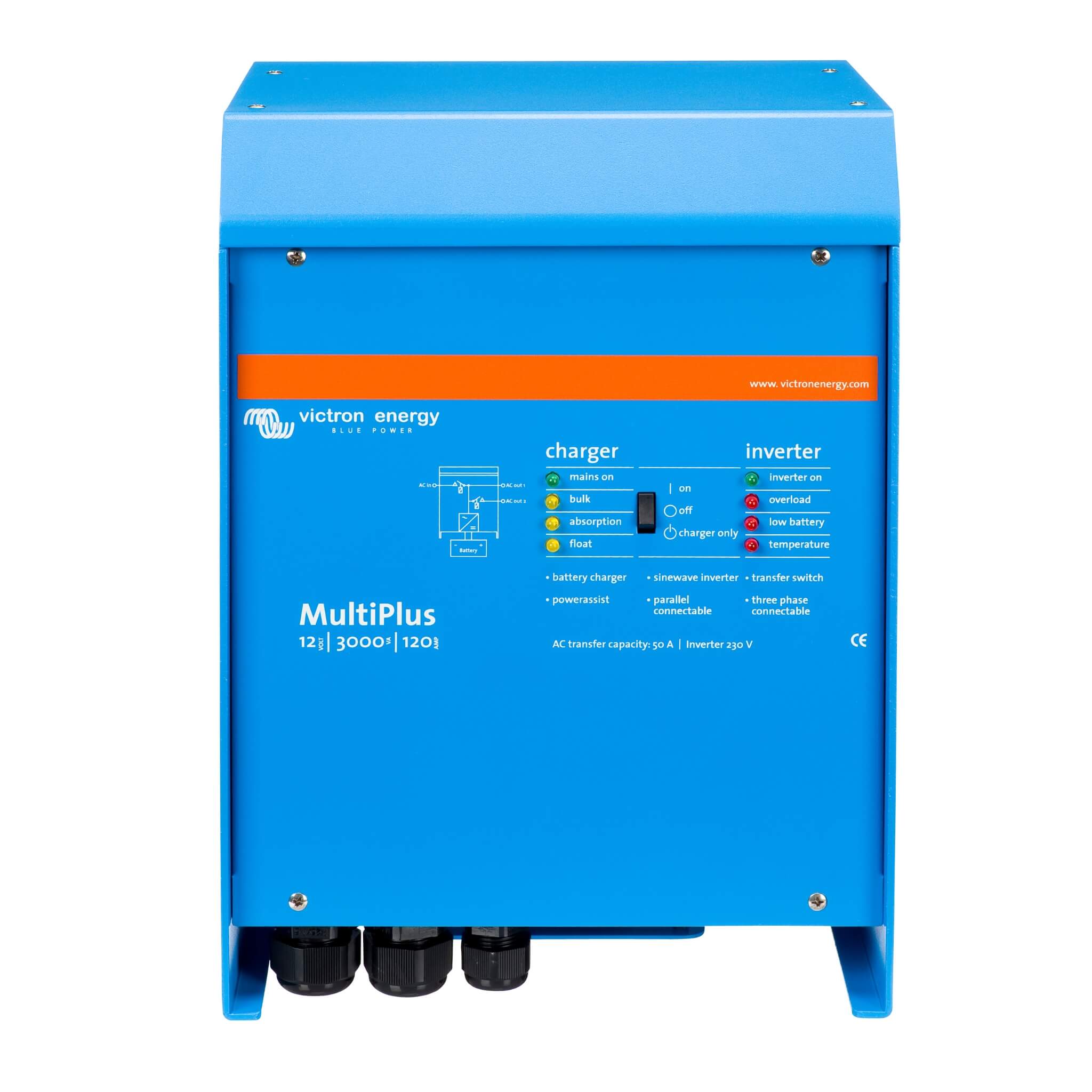 Convertisseur Chargeur MultiPlus 12/3000/120-50 230V VE.Bus Victron Energy 1 Appareil Victron combinant chargeur et convertisseur 12V 3000VA 120-50