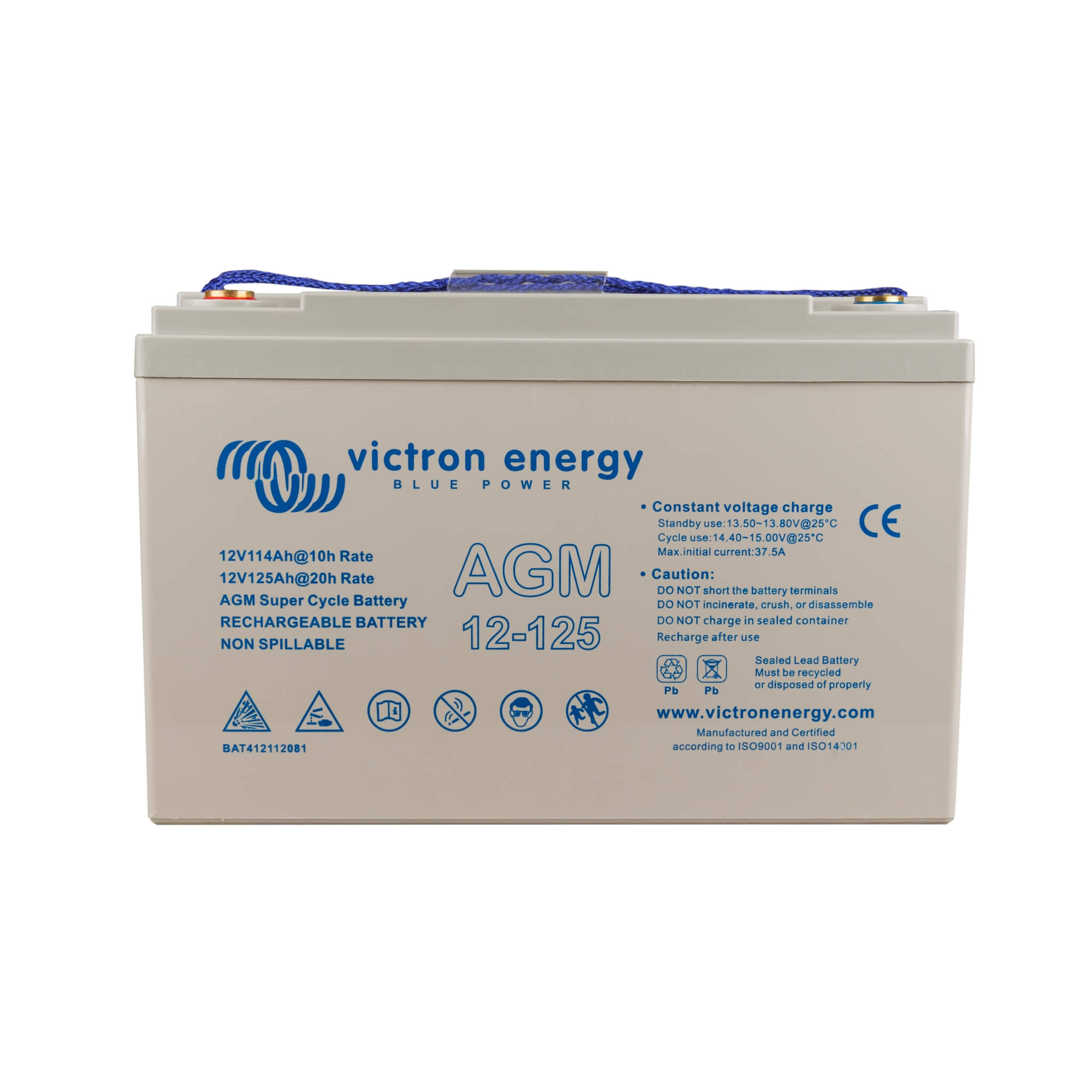 Batterie AGM 125 Ah Super Cycle Victron 2 Batterie Victron 12V 125Ah AGM Super Cycle pour véhicules aménagés