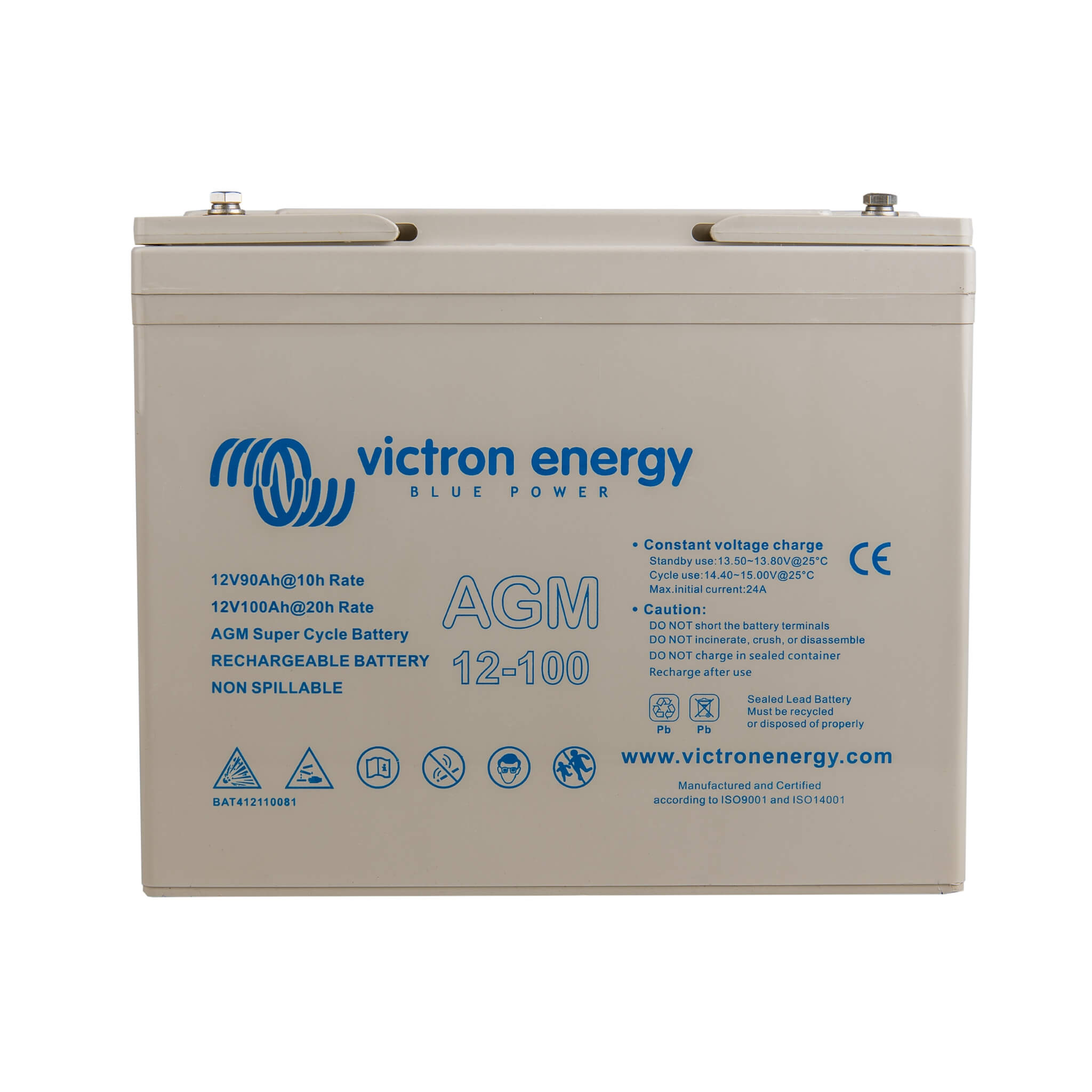 Batterie AGM 100 Ah Super Cycle Victron 1 Batterie Victron AGM Super Cycle 100Ah pour utilisation longue durée
