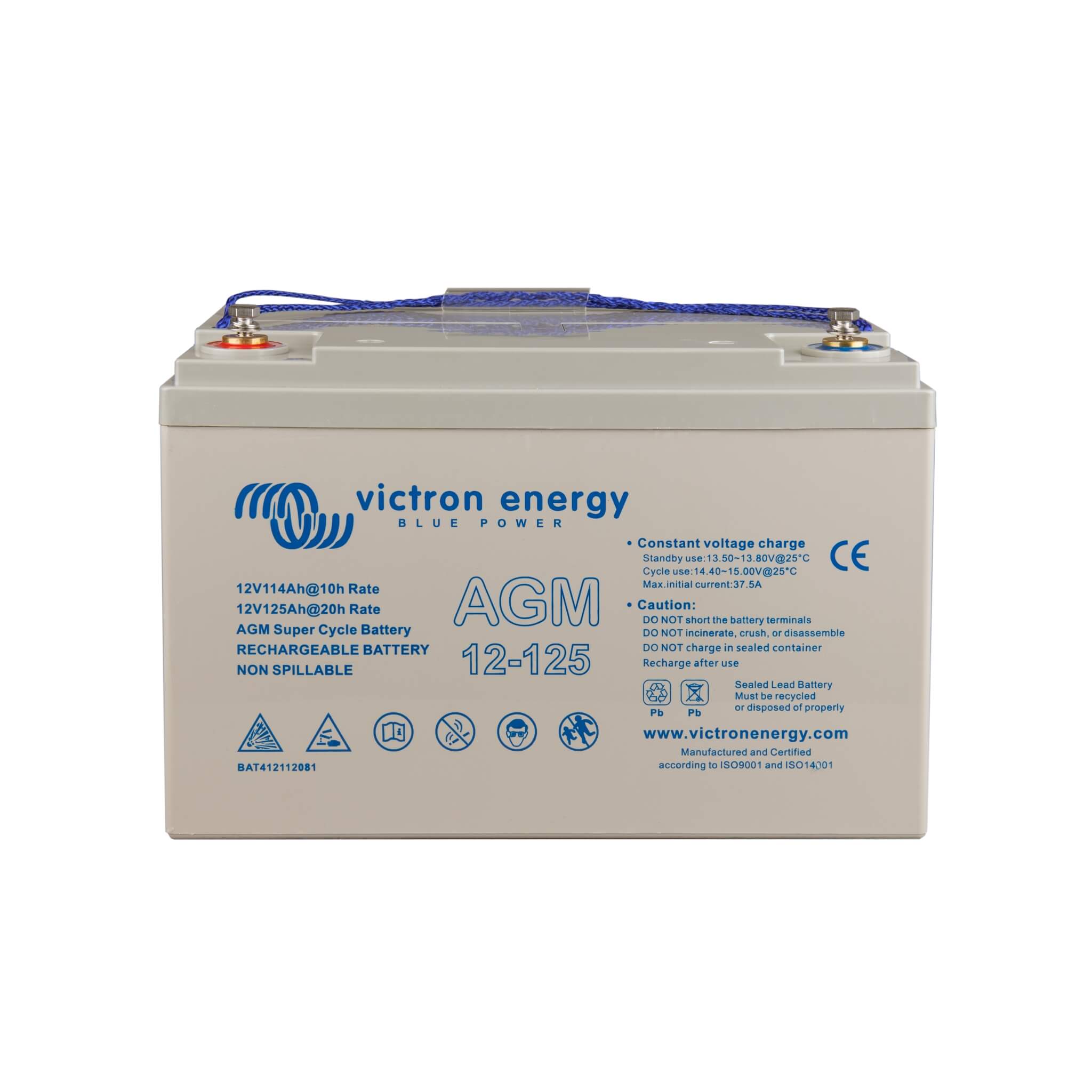 Batterie AGM 125 Ah Super Cycle Victron 1 Batterie Victron AGM Super Cycle 125Ah pour utilisation longue durée