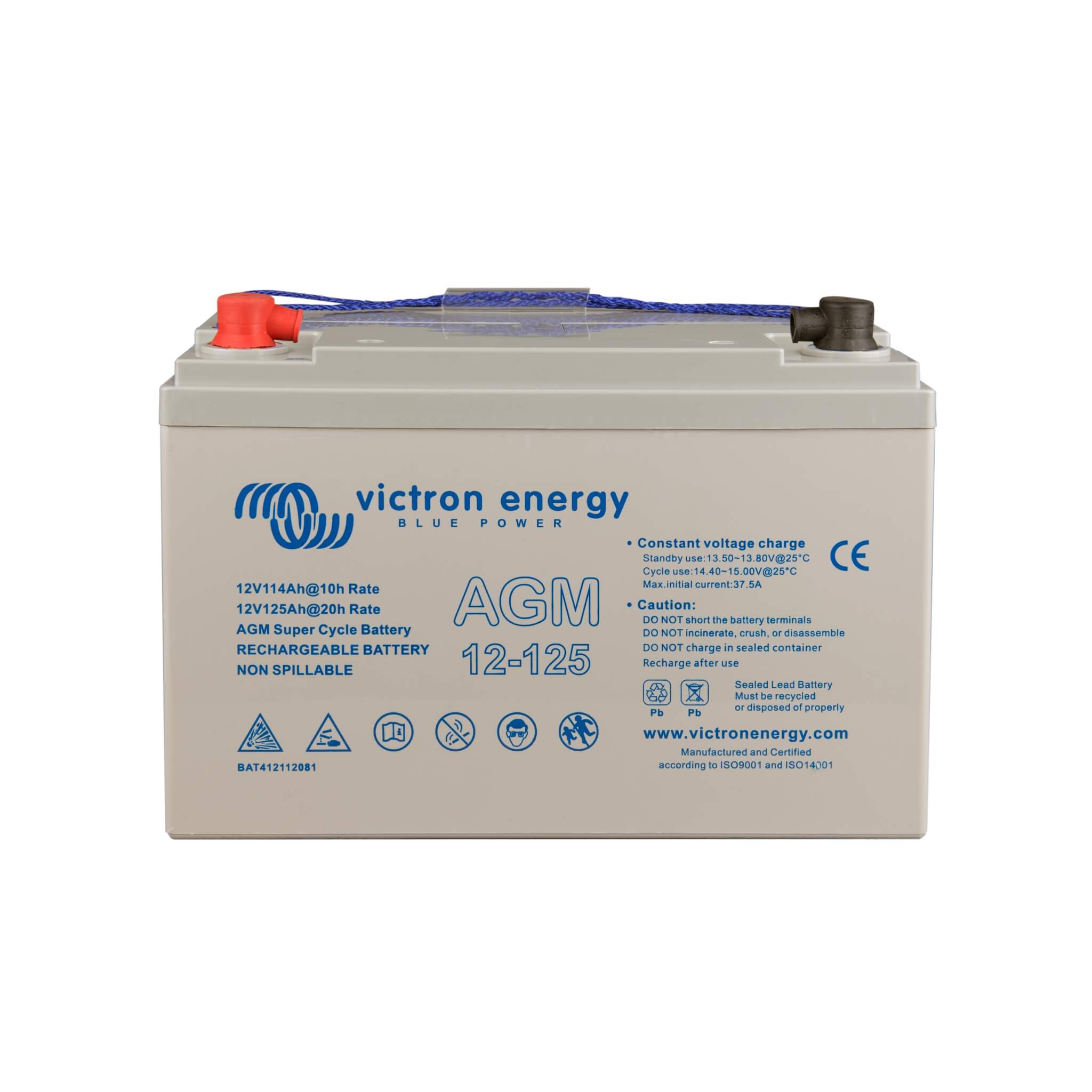 Batterie AGM 125 Ah Super Cycle Victron 4 AGM Super Cycle 12V 125Ah Victron pour installation mobile