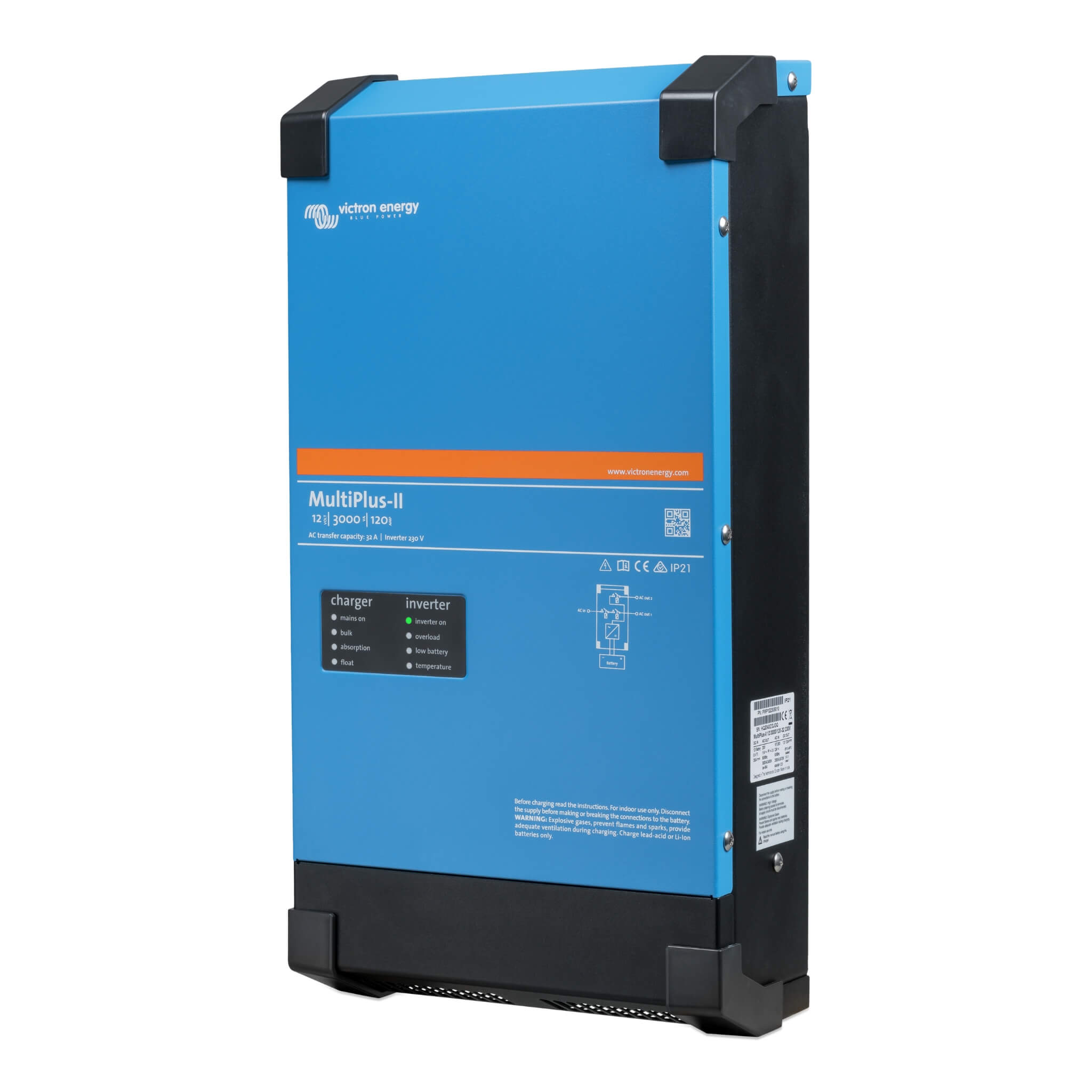 Convertisseur Chargeur MultiPlus-II 12/3000/120-32 230V Victron Energy 3 Système MultiPlus II 12/3000 Victron pour alimentation 230V et recharge batterie