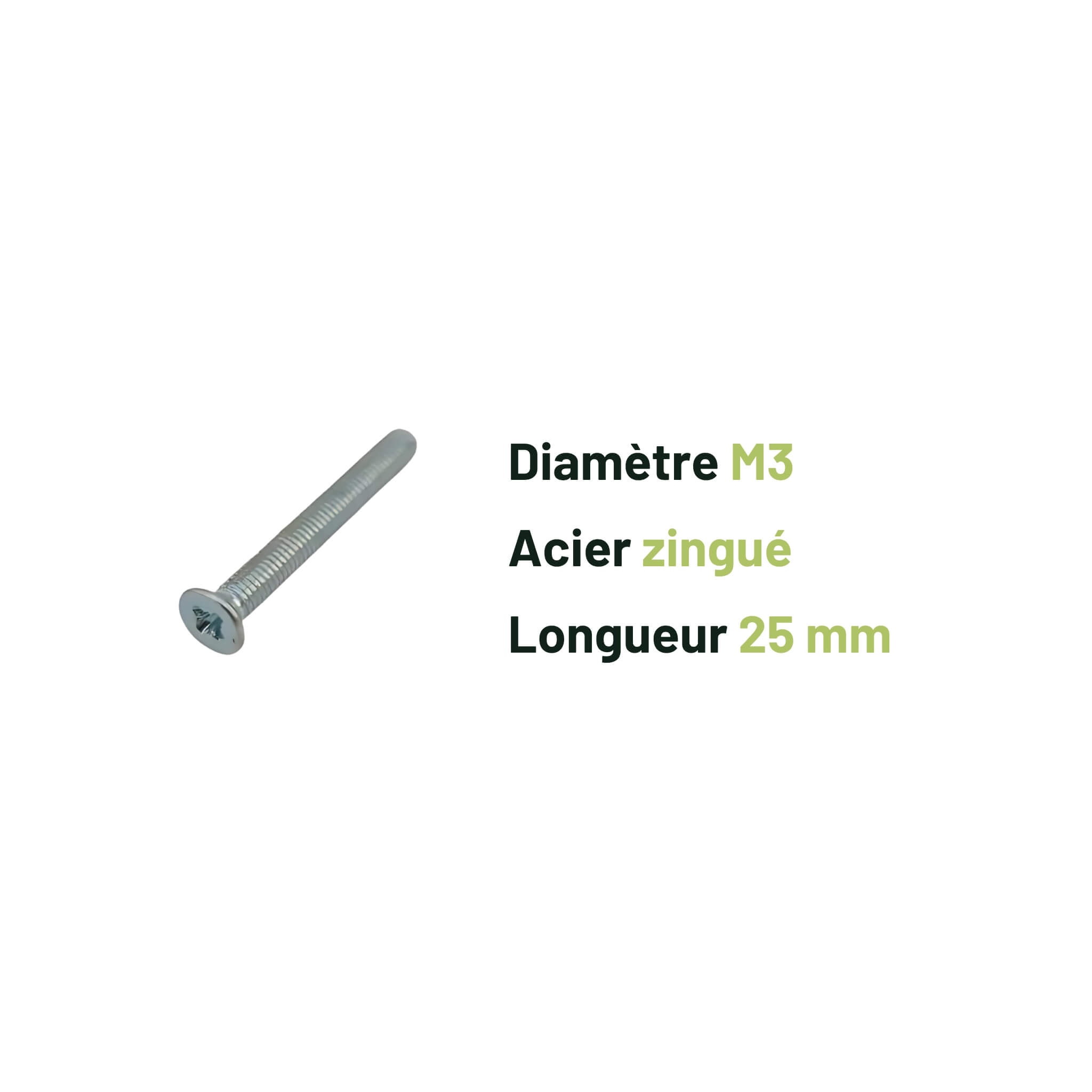 Vis M3 x 25mm Acier (x10) 2 Acier, Vis M3, 25mm