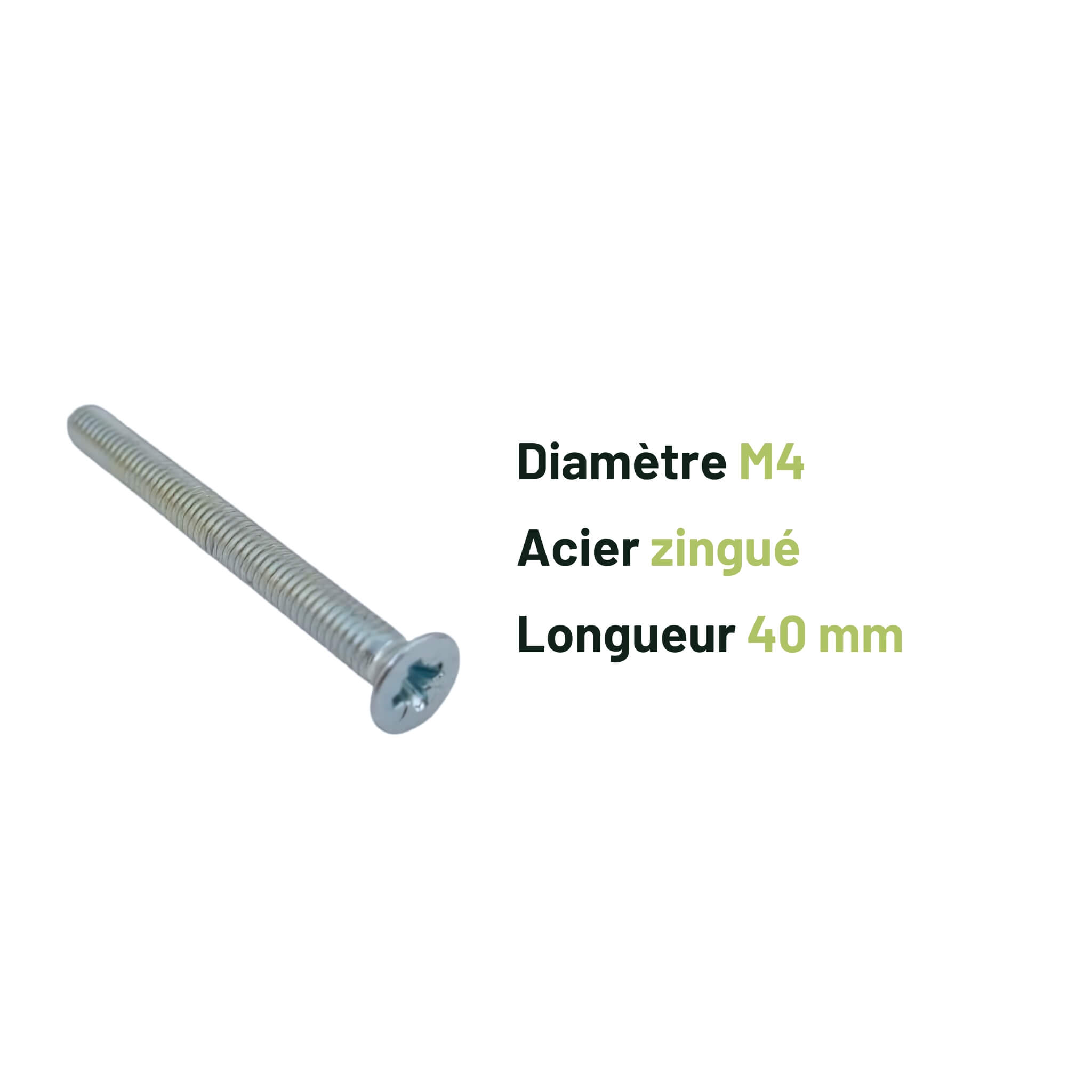 Vis M4 x 40mm Acier (x10) 2 vis M4