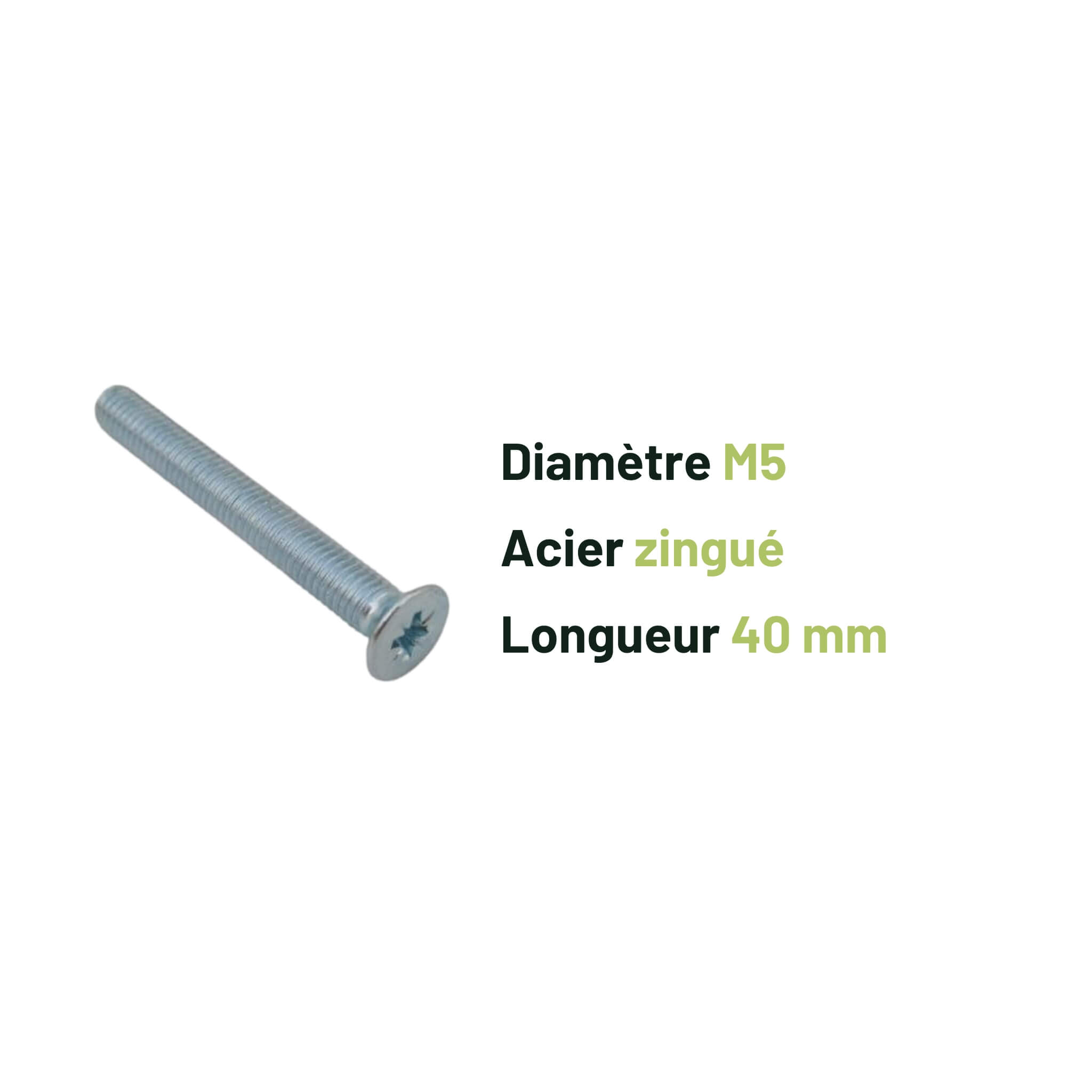Vis M5 x 40mm Acier (x10) 2 Vis M5