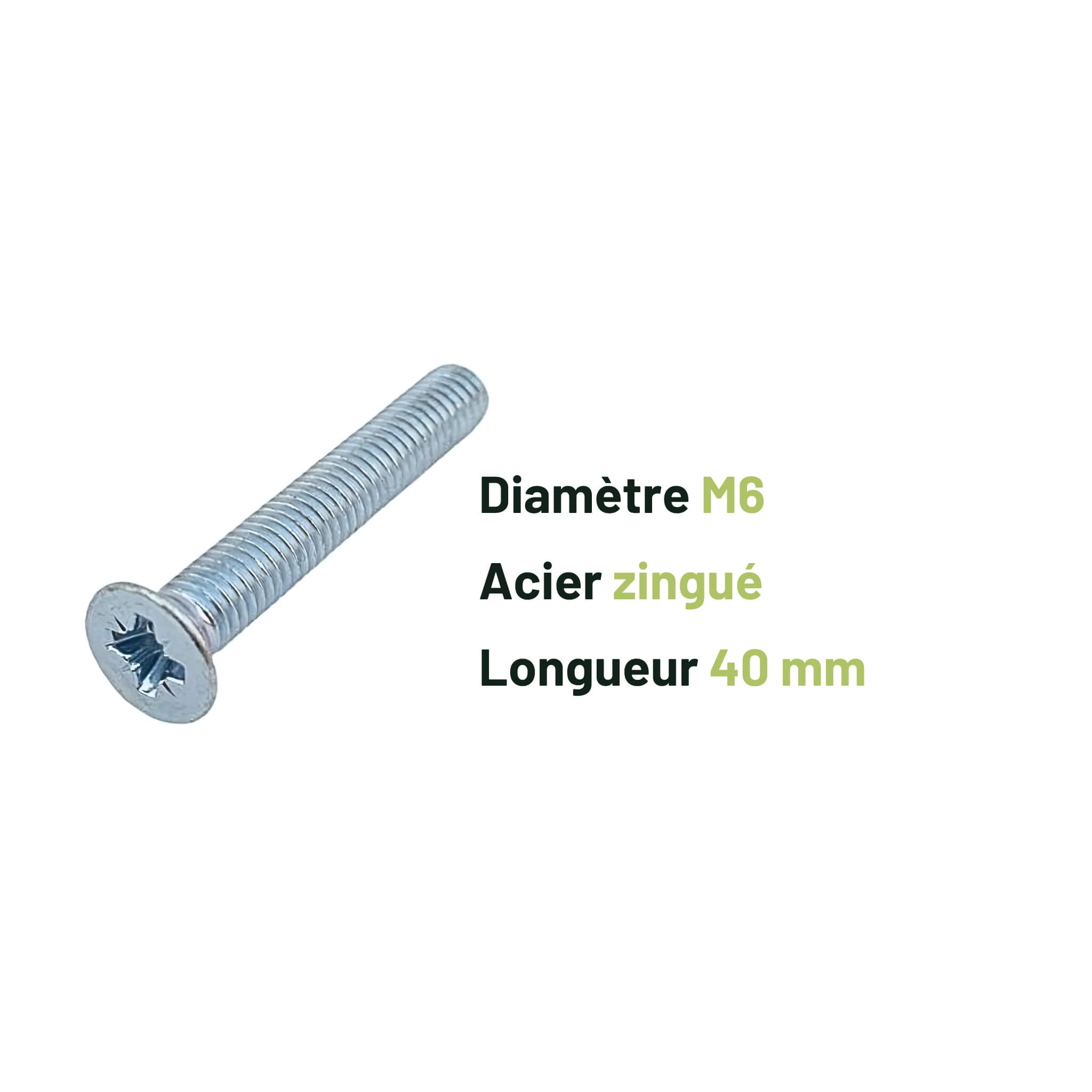Vis M6 x 40mm Acier (x10) 2 Vis M6, 40mm