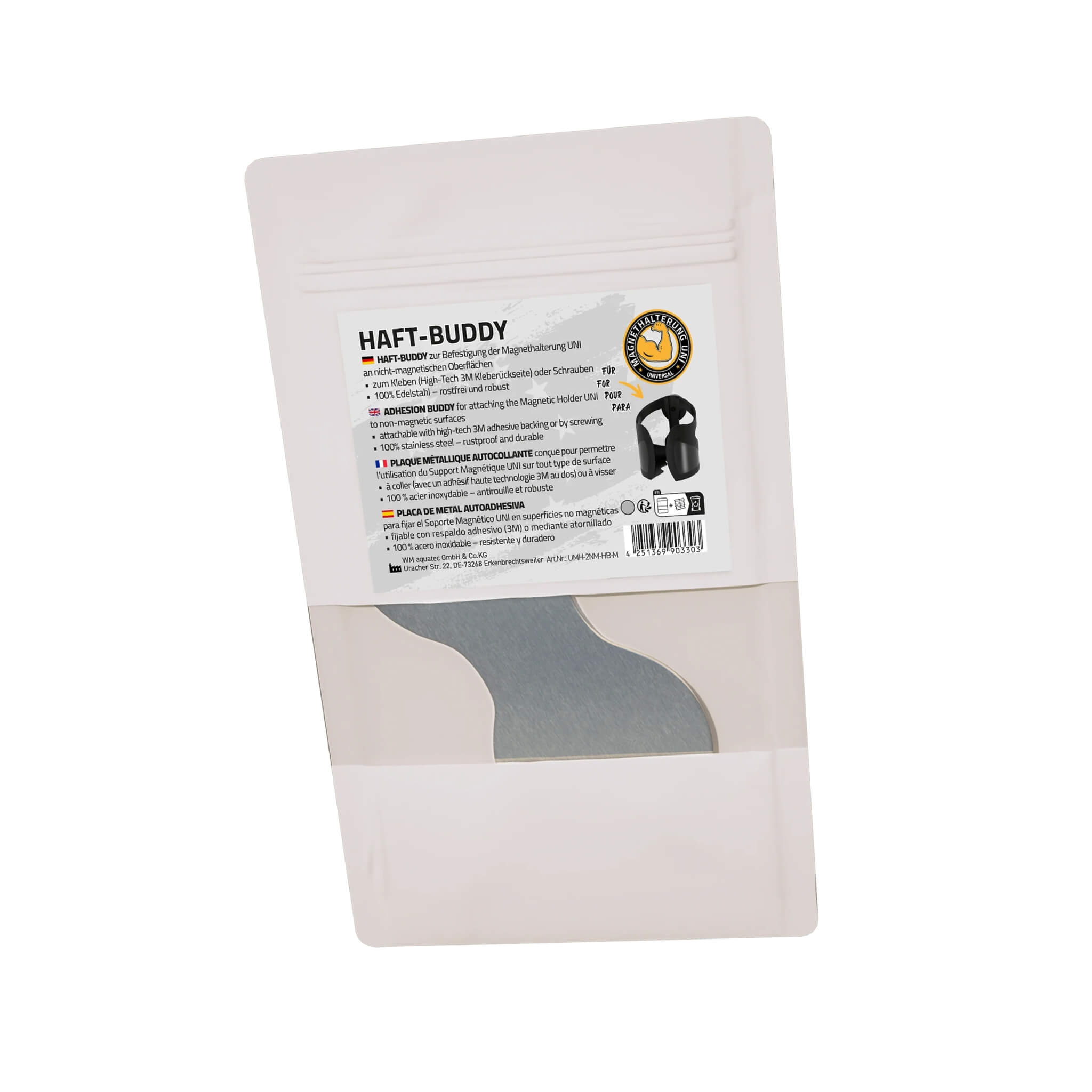 Plaque Métallique Autocollante WM Aquatec 2 Base métallique autocollante WM Aquatec en acier inoxydable pour fixation magnétique