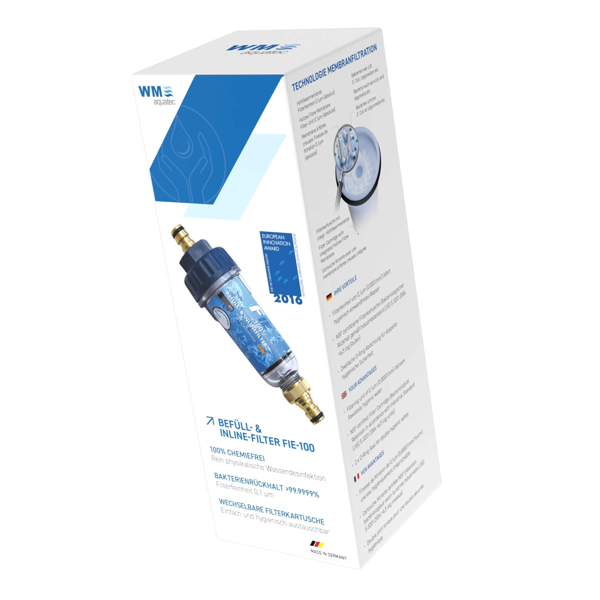 Filtre de Remplissage en Ligne FIE-100 WM Aquatec 2 Filtre FIE-100 WM Aquatec pour désinfection de l’eau au remplissage du réservoir de camping-car
