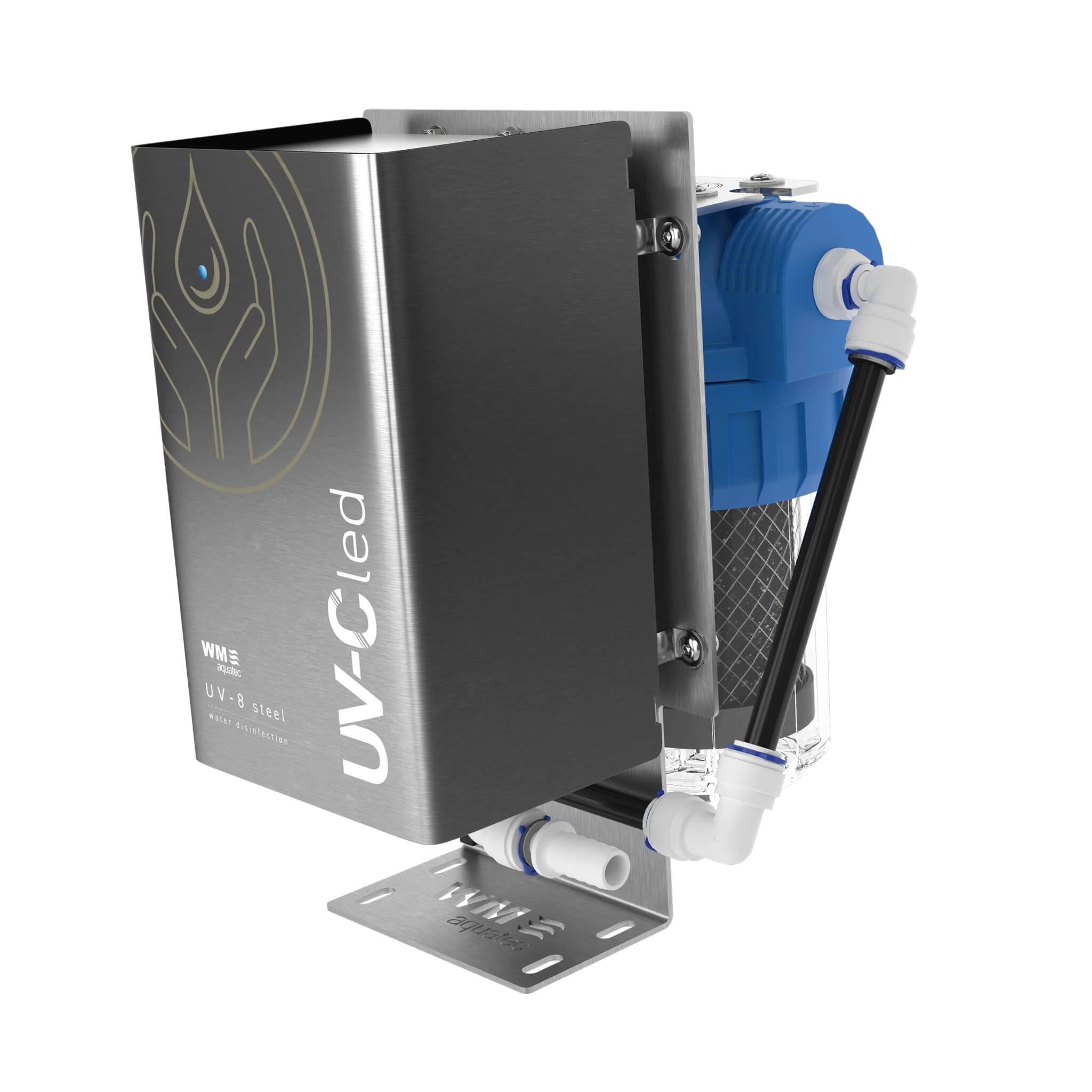 Filtre UV-8 Steel avec Filtre à Charbon Actif WM Aquatec 2 Filtre UV-8 Steel WM Aquatec en acier inoxydable avec charbon actif pour fourgon aménagé
